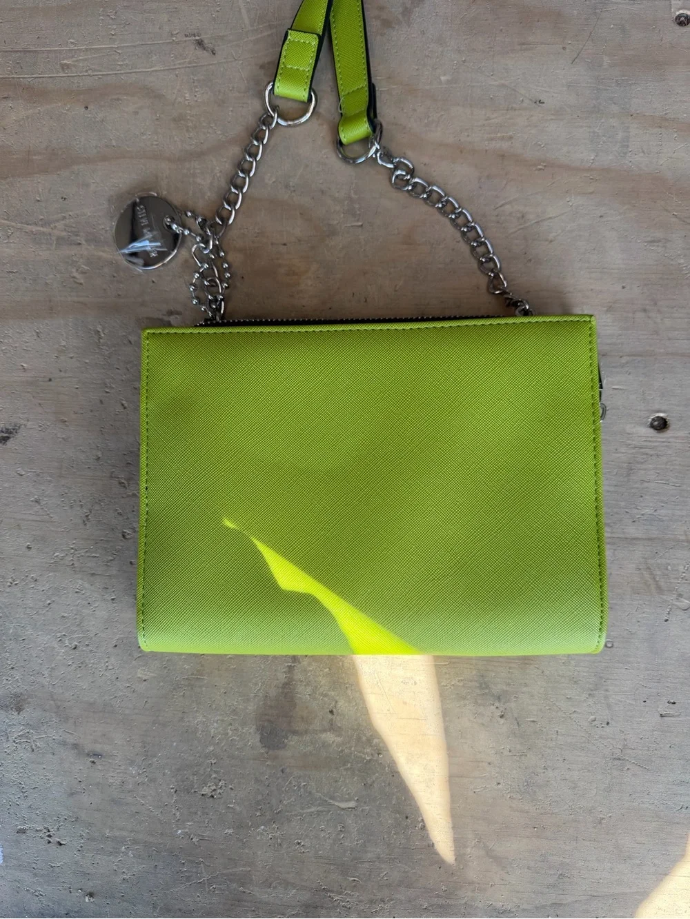 Steve Madden Neon Lime Crossbody Bag with Chain Strap